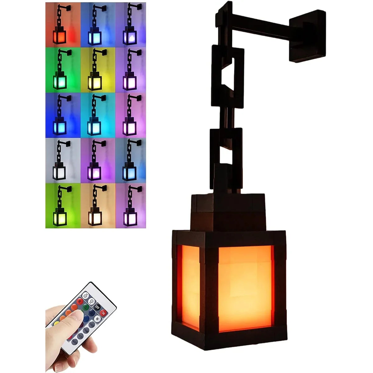 Pixel Design Led Night Light Type-C Rechargeable Remote Control Rgb Game Room Lights Multicolor Cartoon Style Lantern Wall Lamp